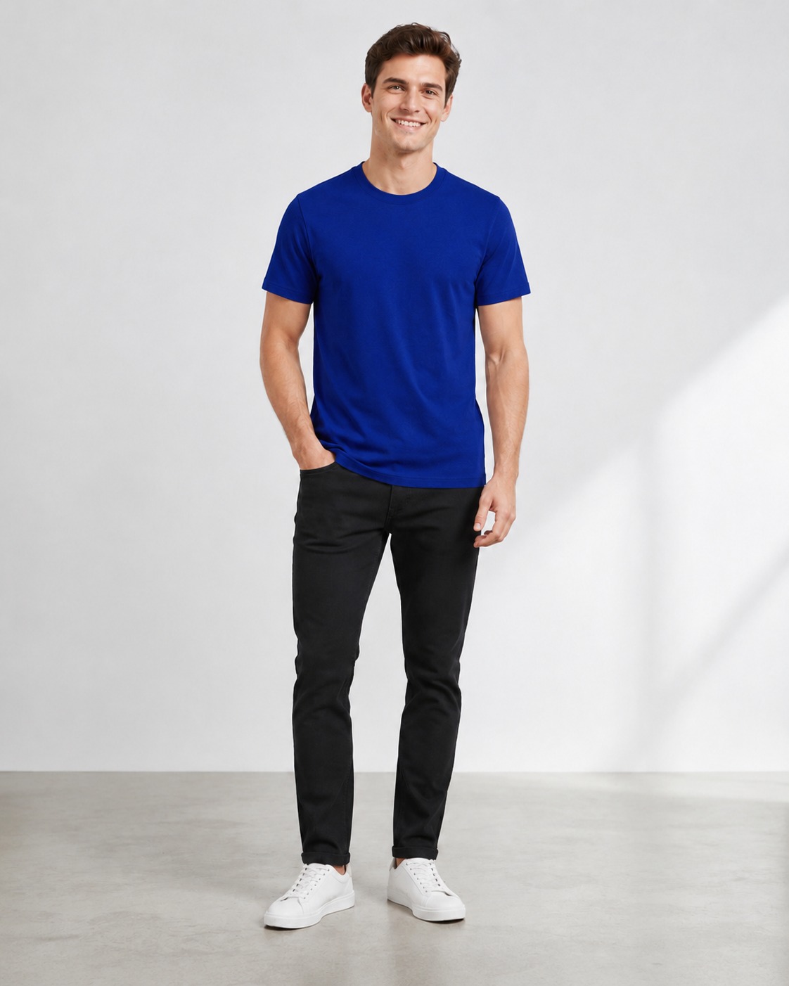 100% Cotton Plain T-Shirt – Azure Blue